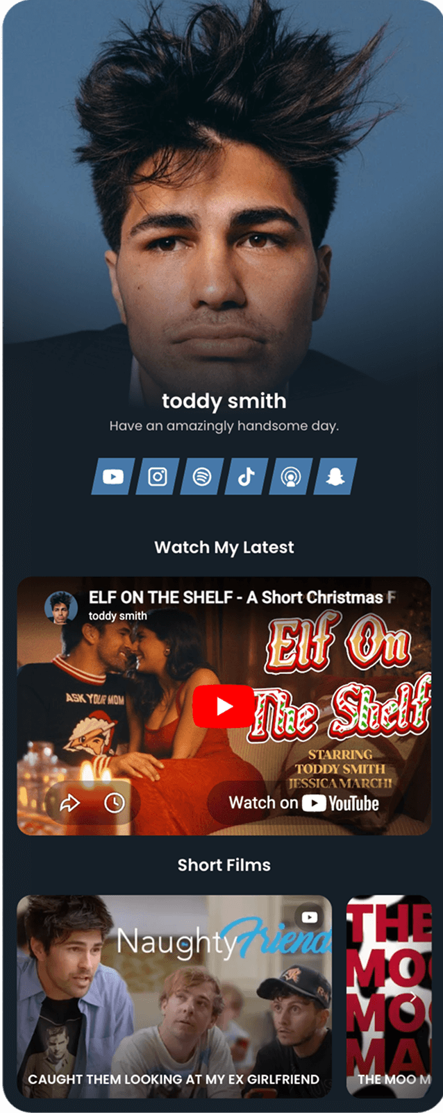 Example hoo.be page for YouTubers